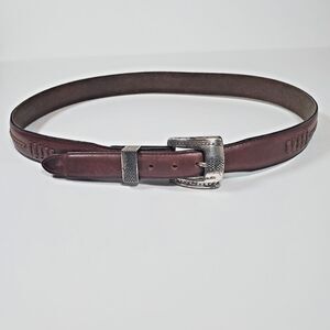 Vintage 1993 Brighton Onyx Men's Salina Brown Leather Rancher Belt Size 36